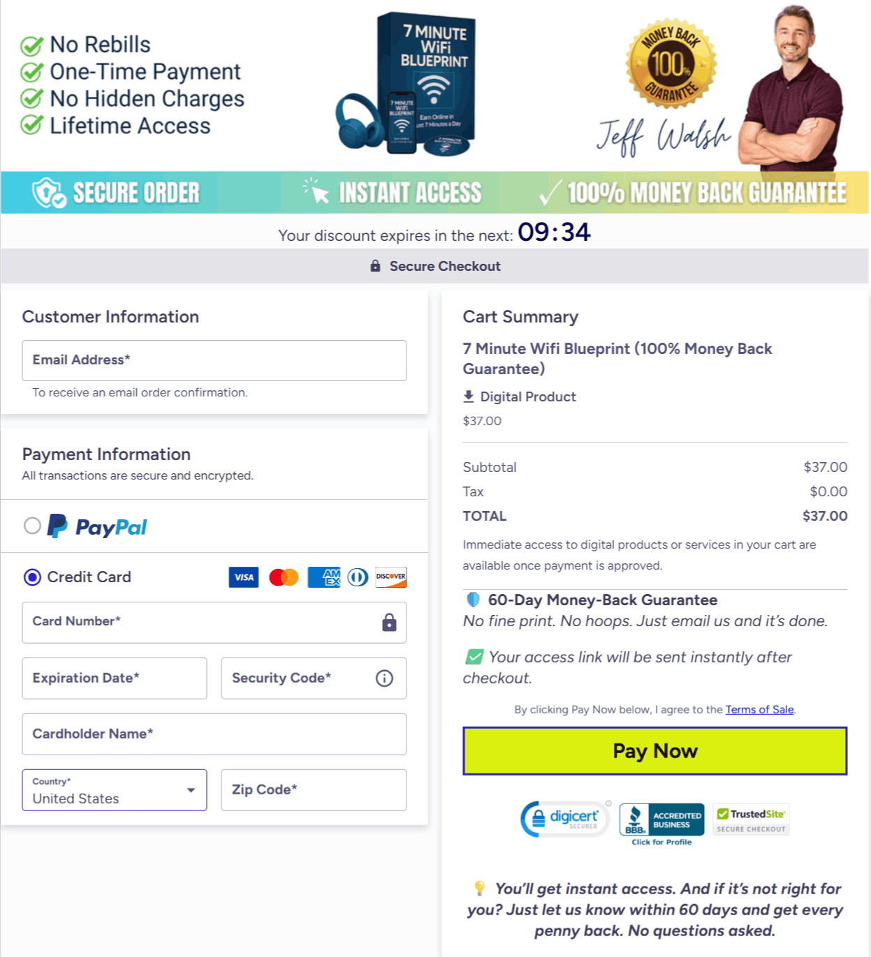 7 Minute Wifi Blueprint checkout page